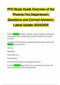 PFD Study Guide Overview of the Phoenix Fire Department | Questions and Correct Answers | Latest Update 2024/2025