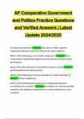 AP Comparative Government and Politics Practice Questions and Verified Answers | Latest Update 2024/2025