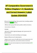 AP Comparative Government & Politics Chapters 1-3 | Questions and Correct Answers | Latest Update 2024/2025