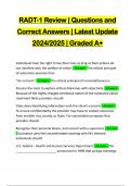 RADT-1 Review | Questions and Correct Answers | Latest Update 2024/2025 | Graded A+