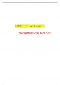 BIOD 151 Lab Exam 1. ENVIRONMENTAL BIOLOGY 