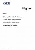  OCR GCSE PHYSICS B MARK SCHEME PAPER 4 2024 (J259/04:Depth in Physics)