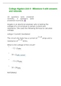 College Algebra Unit 4 - Milestone 4 with answers and rationale