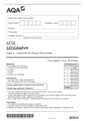 AQA GCSE GEOGRAPHY Paper 1 Living with the Physical Environment QP 2021