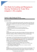 Test Bank for Leading and Managing in Nursing 7th Edition by Yoder Wise (chapters 1-30) complete
