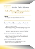 Code of Ethics for Communicators and Journalists - study guide