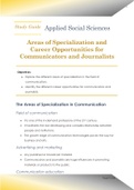 Areas of Specialization for Communicators and Journalists - study guide