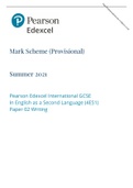 Pearson Edexcel International GCSE In English as a Second Language (4ES1) Paper 02 Writing ||MARK SCHEME 2021