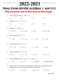 algebra 1 final exam study guide 2021-2022, algebra 1 final exam, More than 55 smart questions with answers at the end of the page