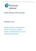 Mark Scheme (Provisional)          Summer 2021      Pearson Edexcel International GCSE In Economics (4EC1) Paper 01 Microeconomics and Business Economics  