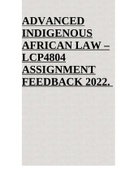 ADVANCED INDIGENOUS AFRICAN LAW – LCP4804 ASSIGNMENT FEEDBACK 2022