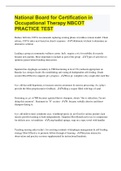 ational Board for Certification in Occupational Therapy NBCOT PRACTICE TEST