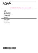 AQA AS BIOLOGY PAPER1 QP/AQA AS BIOLOGY 7401/1 Paper 1 Mark scheme June 2021/AQA AS BIOLOGY Paper 2 June 2021 QP 7401/2/ AQA AS BIOLOGY 7401/2 Paper 2 Mark scheme June 2021 2