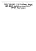 NUR2755 / NUR 2755 Final Exam (Latest 2021 / 2022): Multidimensional Care IV / MDC 4 - Rasmussen