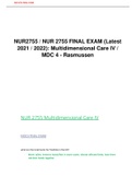 NUR2755 / NUR 2755 FINAL EXAM (Latest 2021 / 2022): Multidimensional Care IV / MDC 4 - Rasmussen