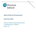 Pearson Edexcel Mark Scheme (Provisional) Summer 2021 Pearson Edexcel International GCSE In Mathematics A (4MA1) Paper 1H