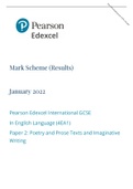 Pearson Edexcel Mark Scheme (Results) January 2022 Pearson Edexcel International GCSE In English Language (4EA1) Paper 2: Poetry and Prose Texts and Imaginative Writing