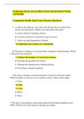 NURS 442 FINAL EXAM PRACTICE QUESTIONS WITH ANSWERS/Community Health Final Exam Practice Question