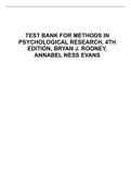 TEST BANK FOR METHODS IN  PSYCHOLOGICAL RESEARCH, 4TH  EDITION, BRYAN J. ROONEY,  ANNABEL NESS EVANS