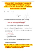 HESI RN EXIT EXAM QUESTIONS AND ANSWERS 100% CORRECT LATEST STUDENT GUIDE 2022/2023, EXAMS FOR NURSING GRADED A+