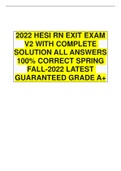 2022 HESI RN EXIT EXAM V2 WITH COMPLETE SOLUTION ALL ANSWERS 100% CORRECT SPRING FALL-2022 LATEST GUARANTEED GRADE A+