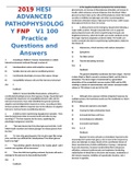 2019 HESI ADVANCED PATHOPHYSIOLOG Y FNP V1 100 Practice Questions and Answers