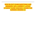 HESI RN EXIT EXAM QUESTIONS AND ANSWERS 100% CORRECT LATEST STUDENT GUIDE 2022/2023, EXAMS FOR NURSING GRADED A+
