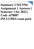 Summary CMY3701 Assignment 1 Answers|Semester 1 for 2022 |INCLUDES exam pack