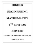 HIGHER ENGINEERING MATHEMATICS 5TH EDITION JOHN BIRD SAMPLE OF WORKED SOLUTIONS TO EXERCISES