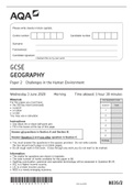 GCSE GEOGRAPHY Paper 2 Challenges in the Human Environment