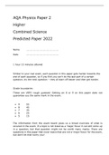 AQA COMBINED SCIENCE - HIGHER - PHYSCIS PAPER 2 - PREDICTED PAPER 2021 100% verified