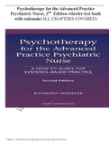 Psychotherapy for the Advanced Practice Psychiatric Nurse, 2nd  Edition wheeler test bank  with rationale(ALL CHAPTERS COVERED)