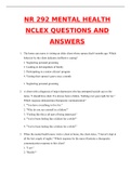 NR 292 MENTAL HEALTH NCLEX QUESTIONS AND ANSWERS.