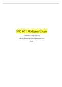 NR 601 Midterm Exam,  NR 601 care of the mature adults, Chamberlain College of Nursing