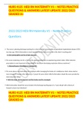 NURS 4125  HESI RN MATERNITY V1 – NOTES PRACTICE QUESTIONS & ANSWERS LATEST UPDATE 2022/2023 GRADED A+