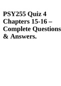 PSY255 Quiz 4 Chapters 15-16 – Complete Questions & Answers