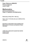 Pearson Edexcel GCE Question Booklet + Mark Scheme (Results) November 2021 Mathematics Advanced Subsidiary Level in Mathematics Mechanics Paper 22 8MA0/22