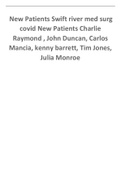 New Patients Swift river med surg covid New Patients Charlie Raymond , John Duncan, Carlos Mancia, kenny barrett, Tim Jones, Julia Monroe