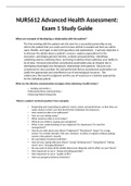 NURS612/ NUR 612/ NURS 612 Advanced Health Assessment: Exam 1 Study Guide (Questions and Answers)