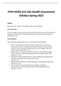 MVU NURS 612 Adv Health Assessment Syllabus Spring 2022