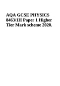 AQA GCSE PHYSICS 8463/1H Paper 1 Higher Tier 2020 MS