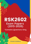 RSK2602 - Exam Questions PACK (2013-2020)