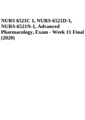 NURS 6521C 1, NURS-6521D-1, NURS-6521N-1, Advanced Pharmacology, Exam - Week 11 Final Exam