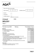 A-level  BIOLOGY Paper 1