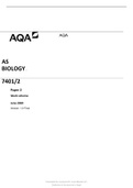 AQA AS  BIOLOGY  7401/2  Paper 2  Mark scheme  June 2020  Version: 1.0 Final 