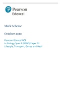 Pearson Edexcel GCE In Biology Spec A  Paper 01 MS 2020,100% CORRECT