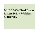 NURS 6630 WEEK 8 ASSIGNMENT | NURS 6630N Week 11 Final Exam - 2022 And  NURS 6630 Final Exam Latest 2021/2022.