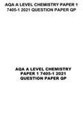 AQA A LEVEL CHEMISTRY PAPER 1 7405-1 2021 QUESTION PAPER QP