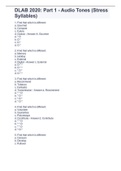 DLAB 2020: Part 1 - Audio Tones (Stress Syllables)(Three of the four words will display a specific stress pattern. Choose the option that has a stress pattern that is different from the rest.  Cunnings, Robert J.. The Official DLAB Training Manual: Study 