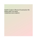 Seidel's Guide to Physical Examination 9th Edition Ball Test Bank. VERIFIED DOCUMENT.